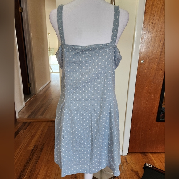 New Large Japna Baby Blue Polka Dot Mini Dress - Picture 2 of 9